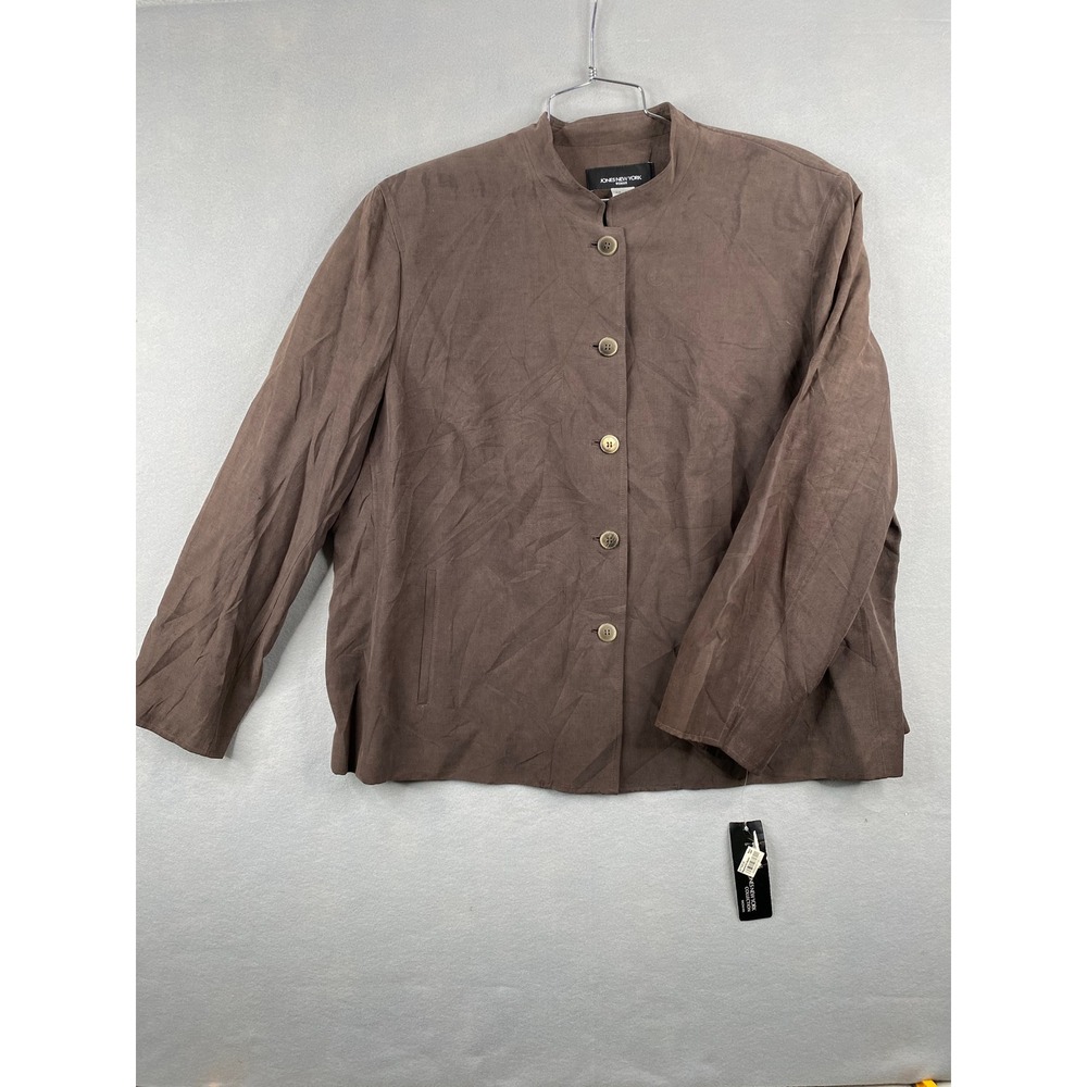 Jones New York Woman Cocoa Silk Linen Blend Blazer Jacket 22W